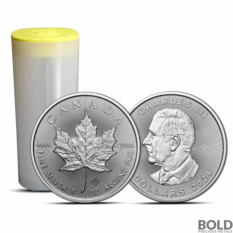 Buy Silver Maple Leaf Coins BOLD Precious Metals   2024 1 Oz Canadian Maple Leaf Silver Coin  BU  Group.webp